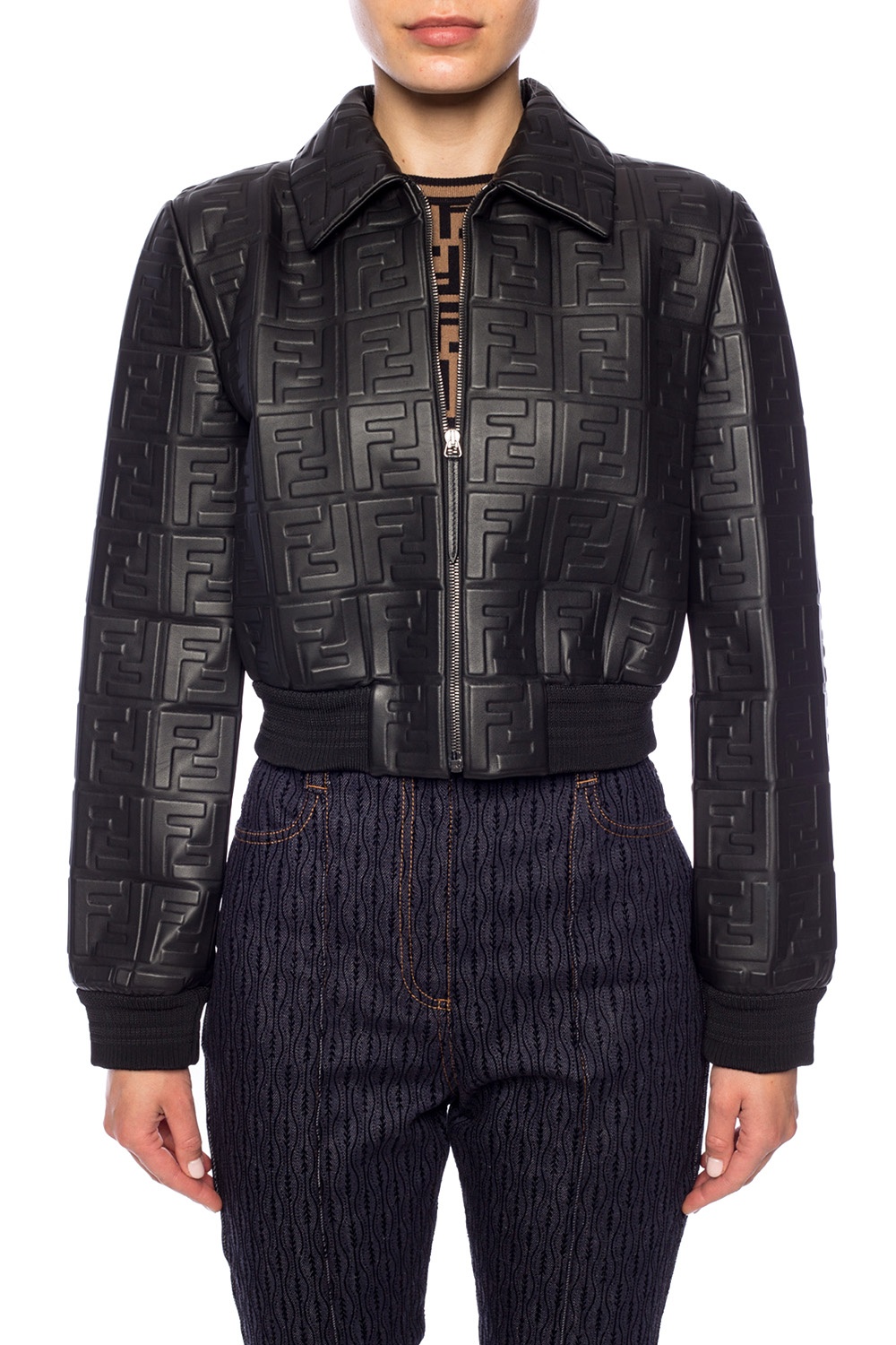 Fendi leather jacket on sale